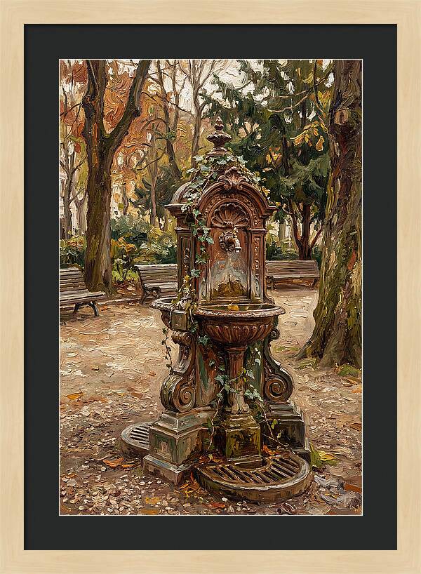 Victorian Drinking Fountain In Autumn