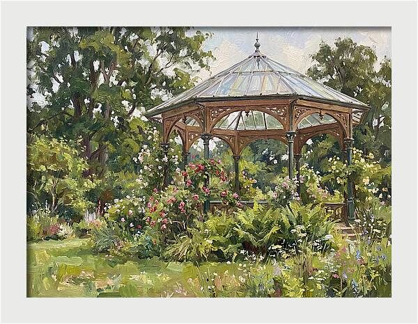 Victorian Gazebo Surrounded By Blooms