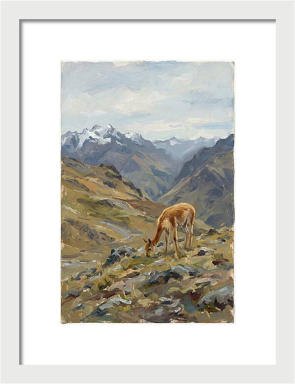 Vicua Grazing In The Andes