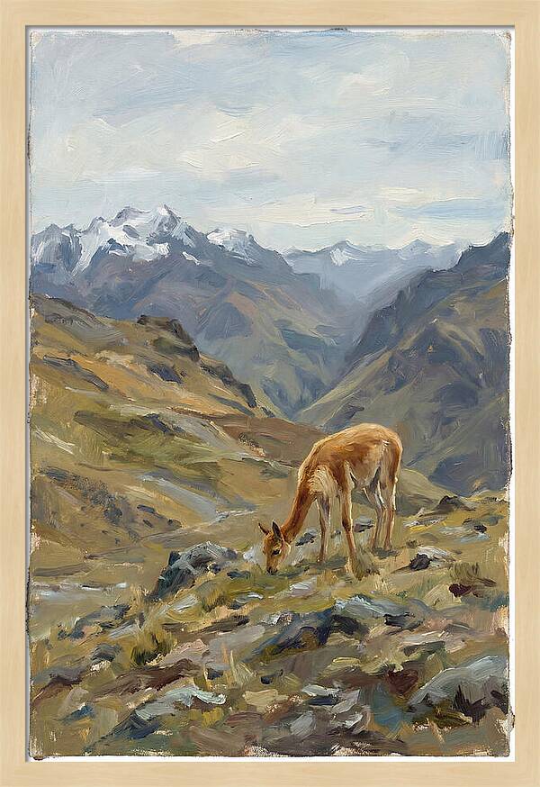 Vicua Grazing In The Andes