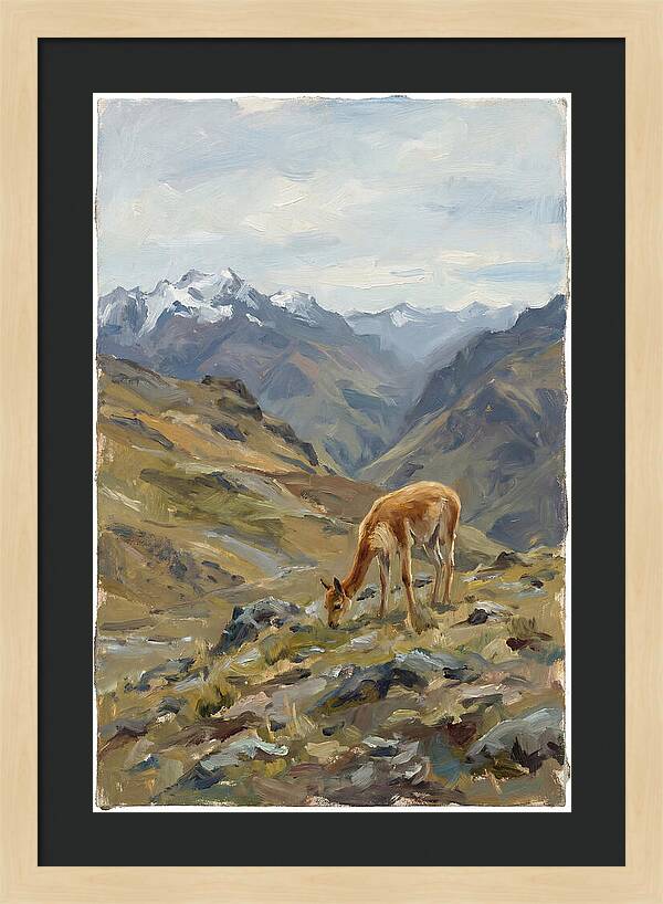 Vicua Grazing In The Andes