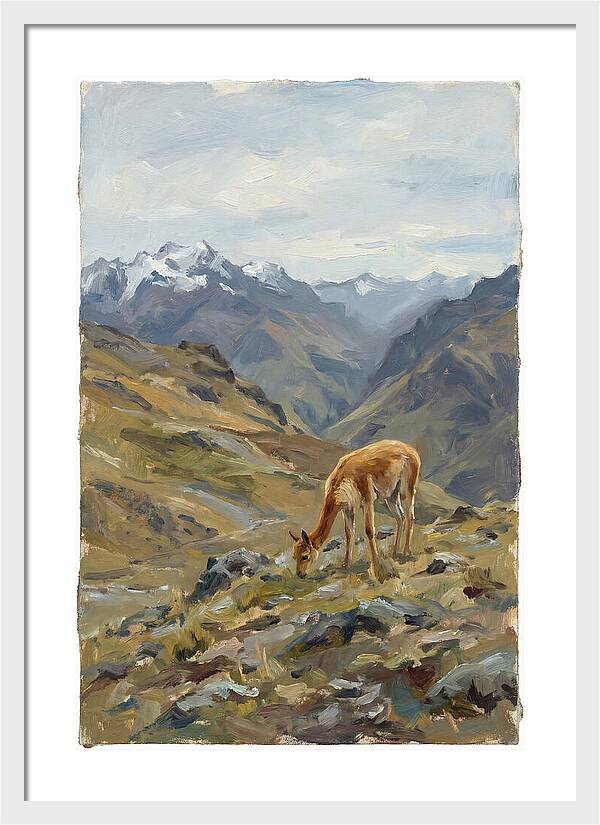 Vicua Grazing In The Andes