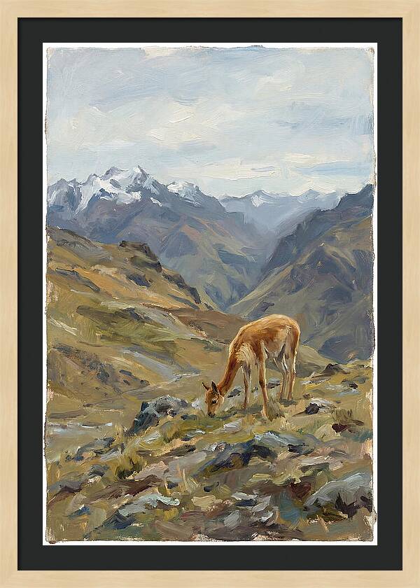 Vicua Grazing In The Andes