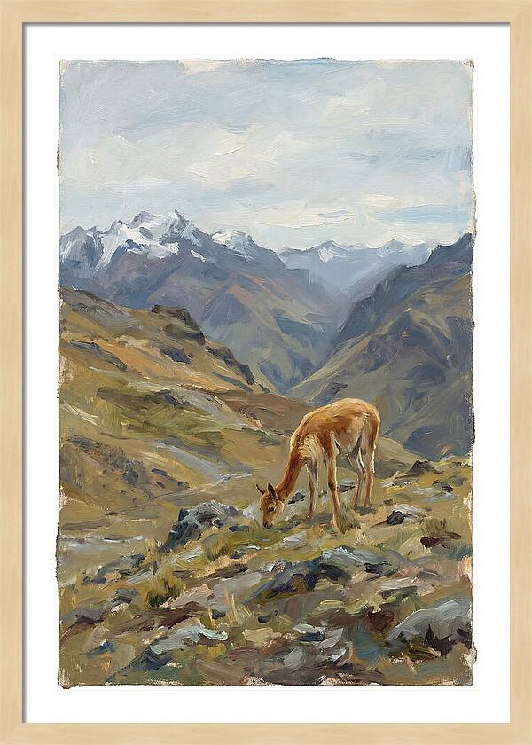 Vicua Grazing In The Andes