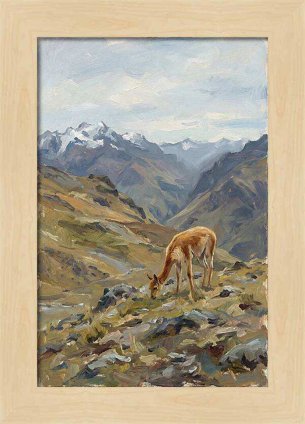 Vicua Grazing In The Andes