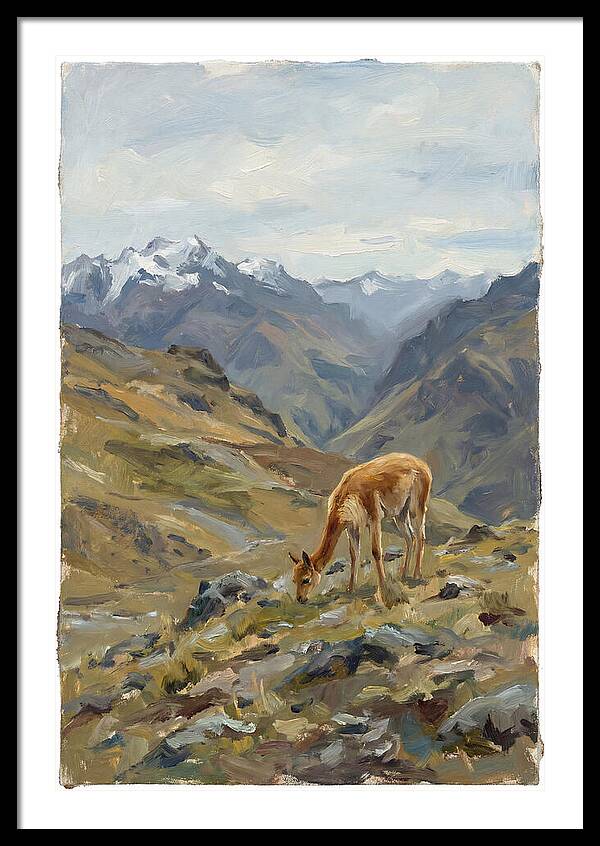 Vicua Grazing In The Andes