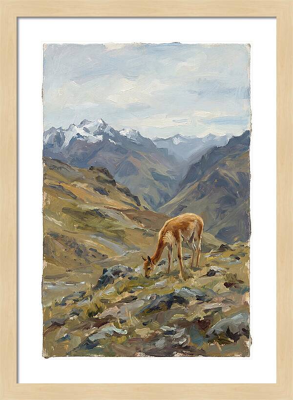 Vicua Grazing In The Andes