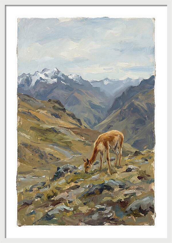 Vicua Grazing In The Andes