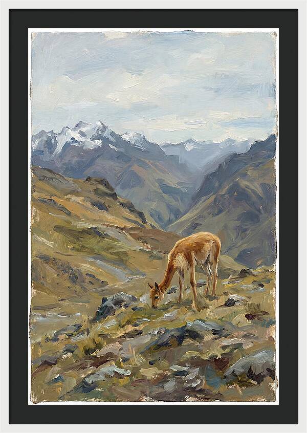 Vicua Grazing In The Andes
