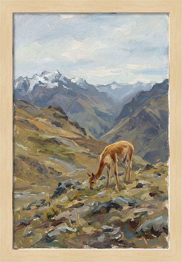 Vicua Grazing In The Andes