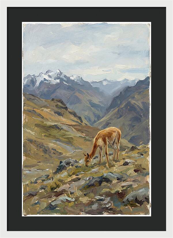 Vicua Grazing In The Andes