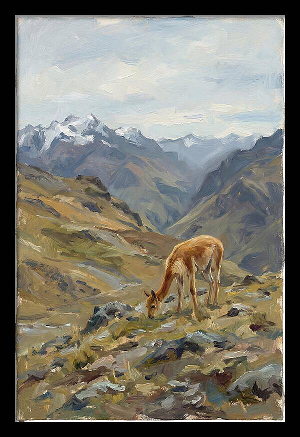Vicua Grazing In The Andes