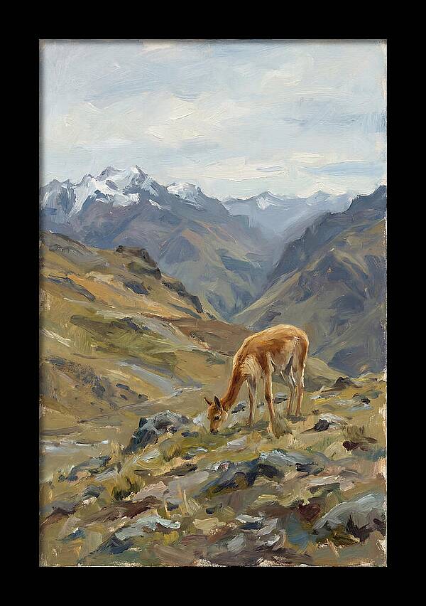 Vicua Grazing In The Andes