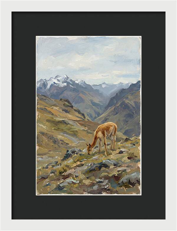 Vicua Grazing In The Andes