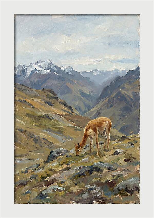 Vicua Grazing In The Andes