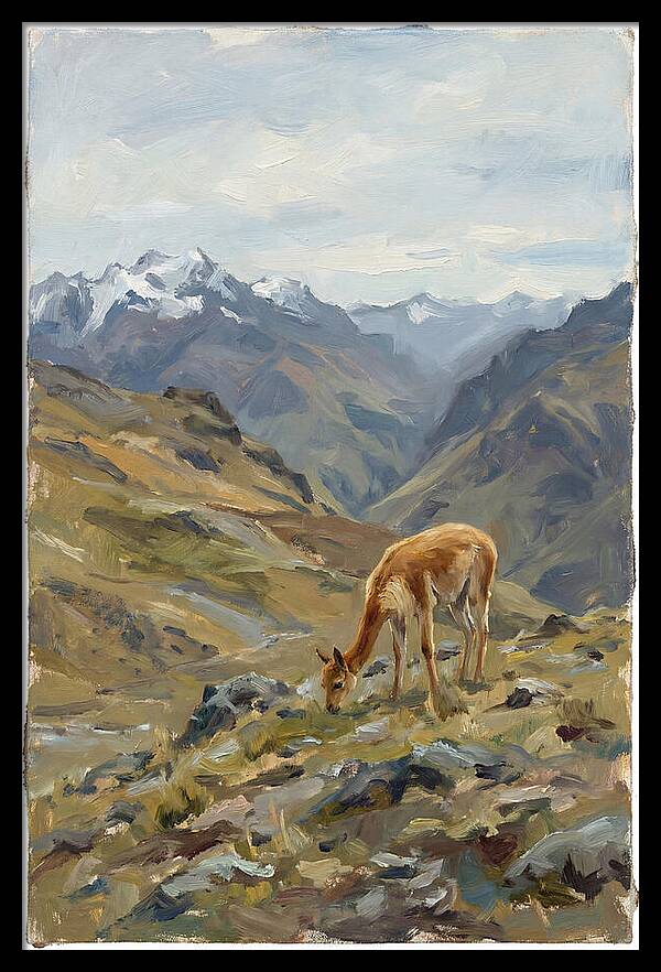 Vicua Grazing In The Andes