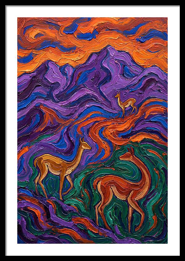 Vicuas In Vibrant Landscape