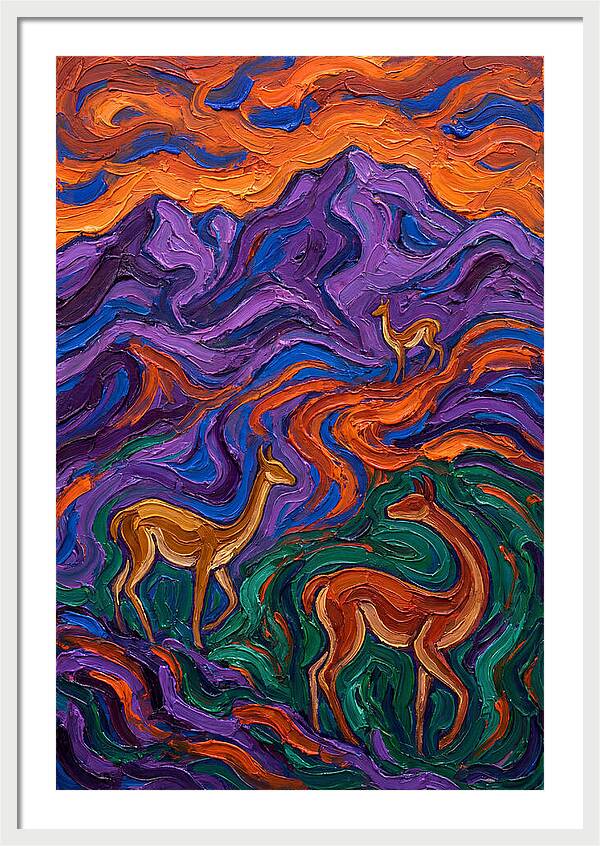 Vicuas In Vibrant Landscape