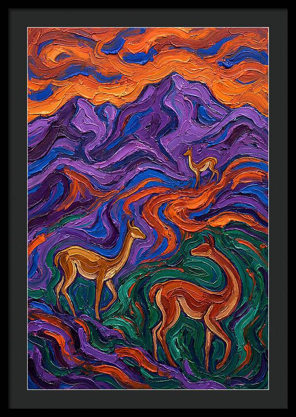 Vicuas In Vibrant Landscape