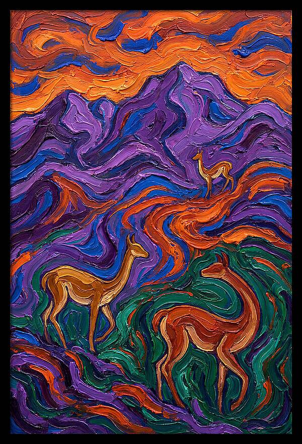 Vicuas In Vibrant Landscape