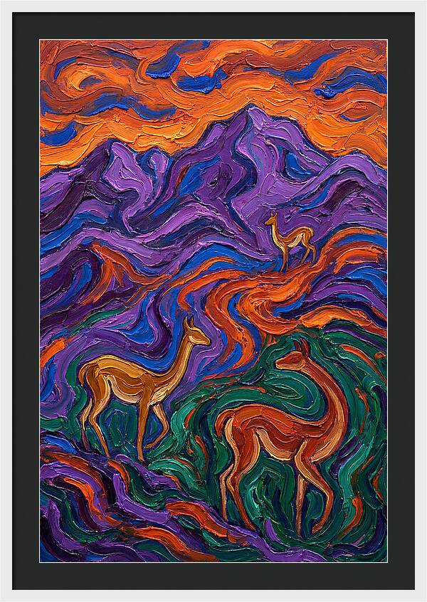 Vicuas In Vibrant Landscape