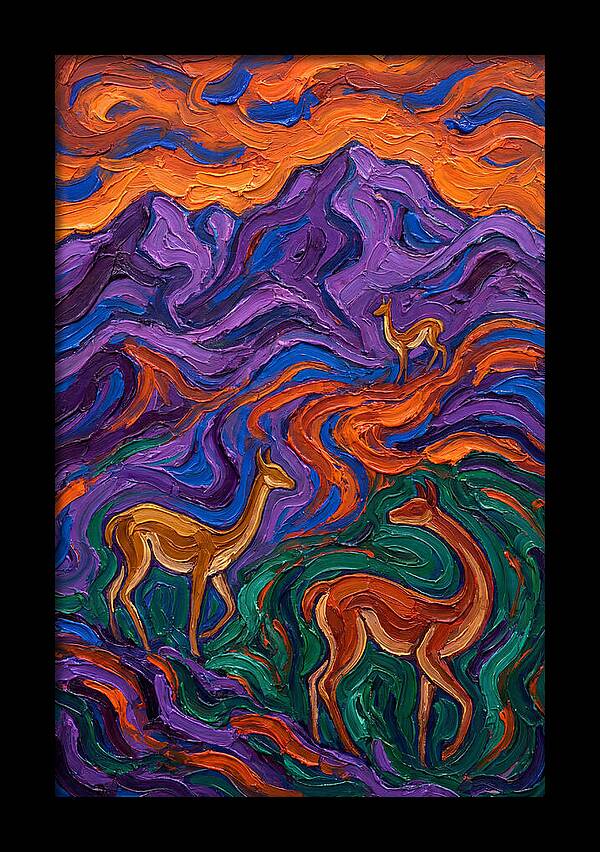 Vicuas In Vibrant Landscape