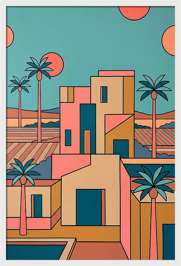 Villa Landscape In Vibrant Hues