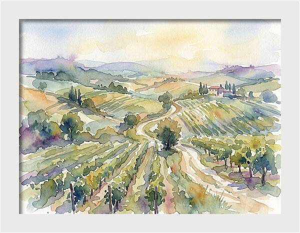 Vineyard Serenity In Watercolor