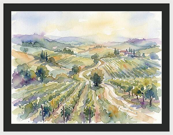 Vineyard Serenity In Watercolor