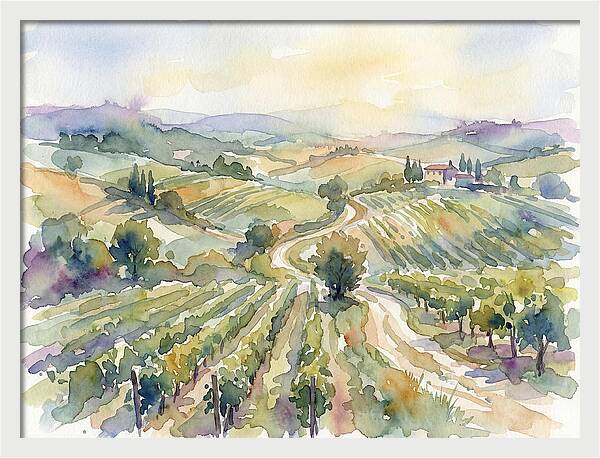 Vineyard Serenity In Watercolor