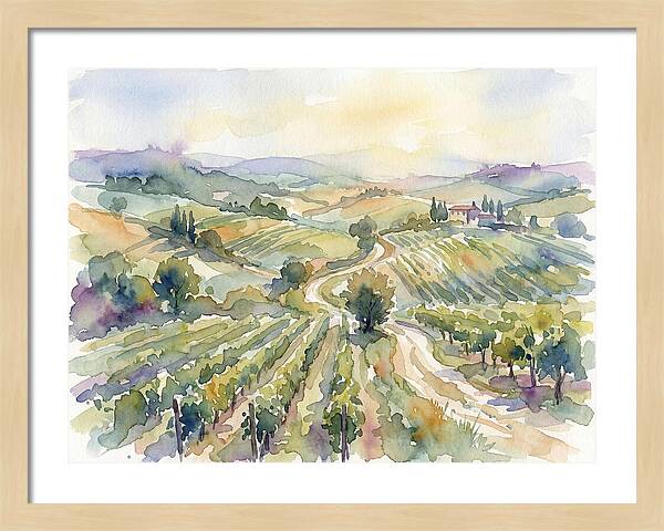 Vineyard Serenity In Watercolor