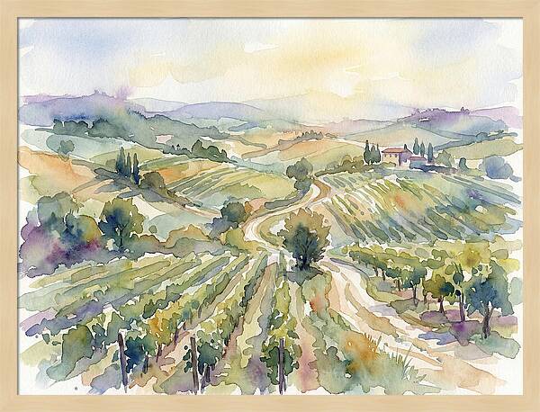 Vineyard Serenity In Watercolor