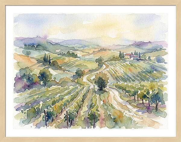 Vineyard Serenity In Watercolor