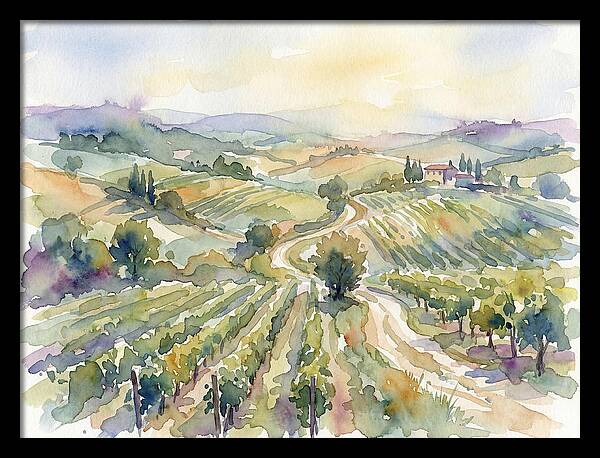 Vineyard Serenity In Watercolor