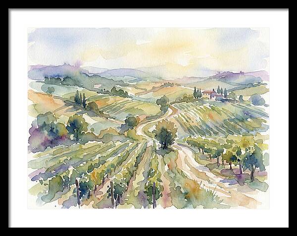 Vineyard Serenity In Watercolor