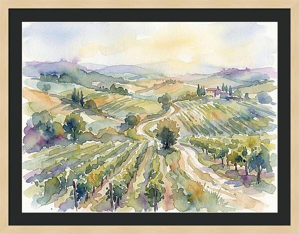 Vineyard Serenity In Watercolor