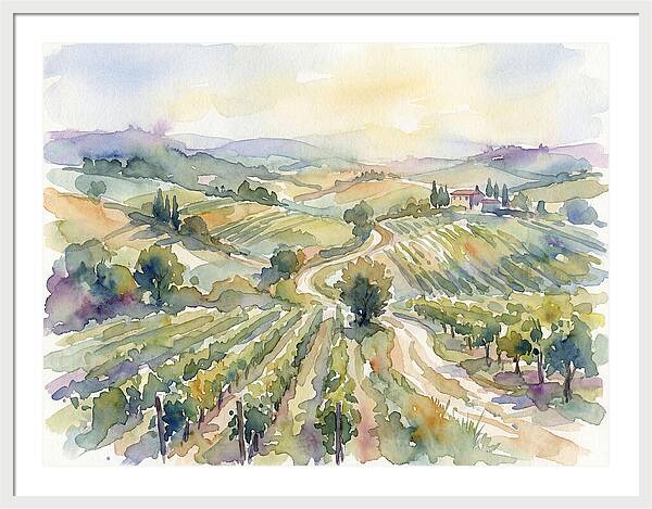 Vineyard Serenity In Watercolor