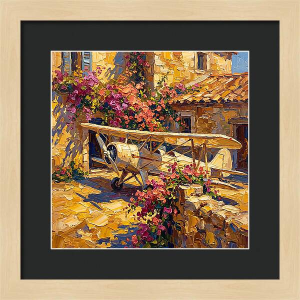 Vintage Airplane Among Bougainvillea