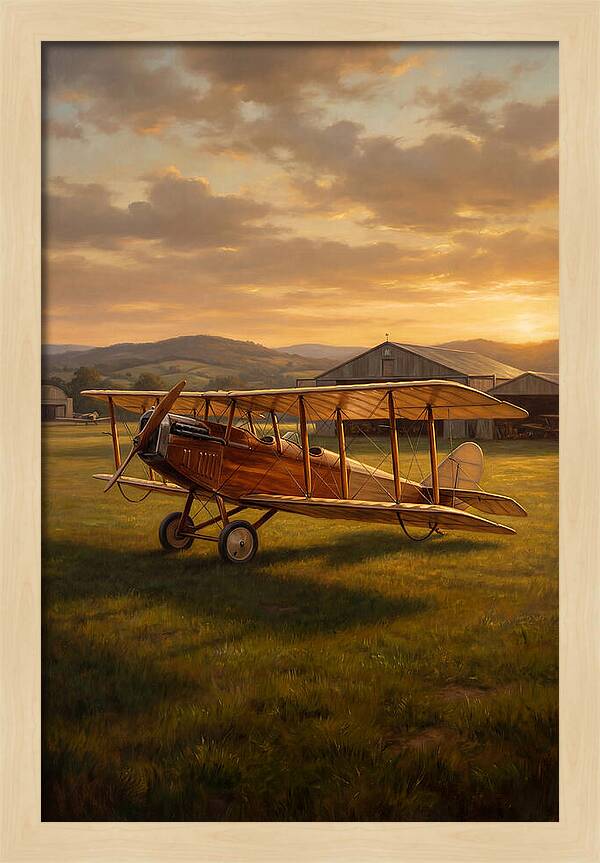 Vintage Airplane At Sunset