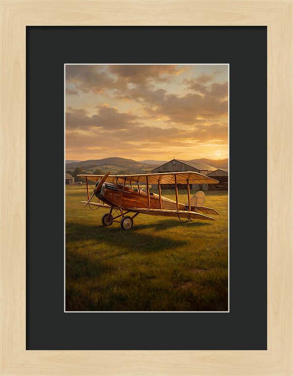 Vintage Airplane At Sunset