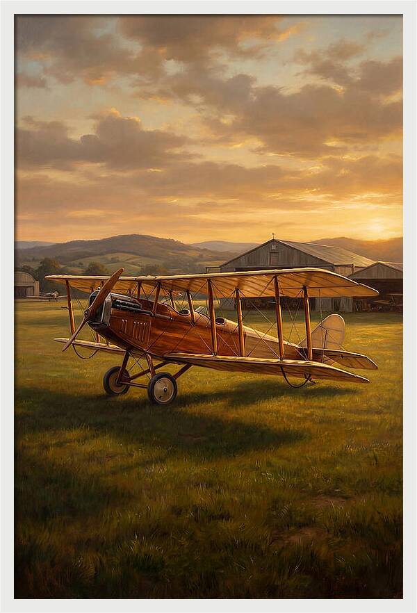 Vintage Airplane At Sunset