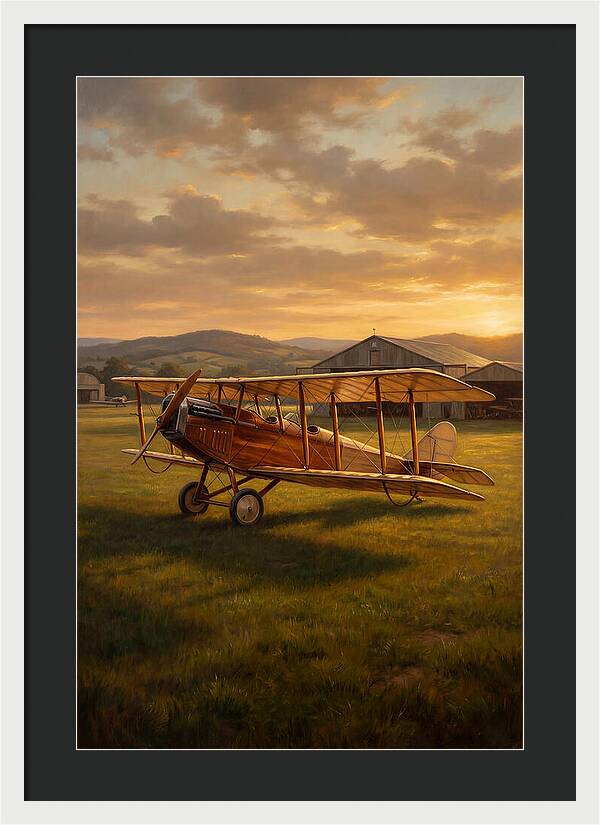 Vintage Airplane At Sunset