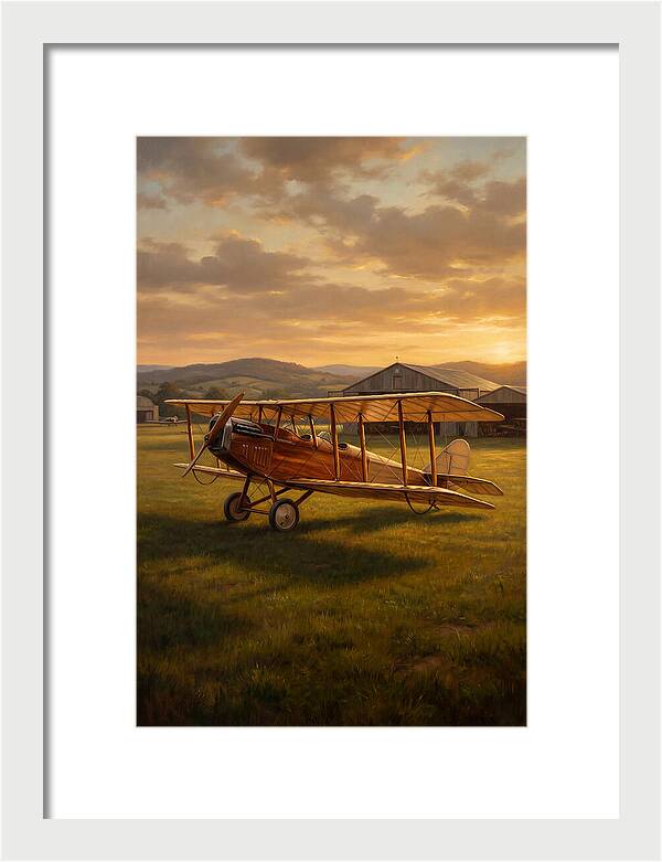 Vintage Airplane At Sunset