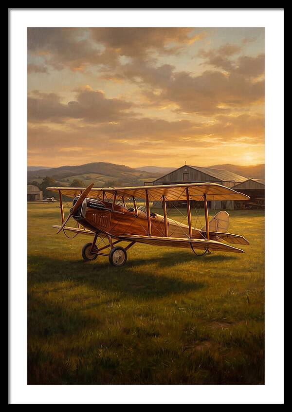 Vintage Airplane At Sunset