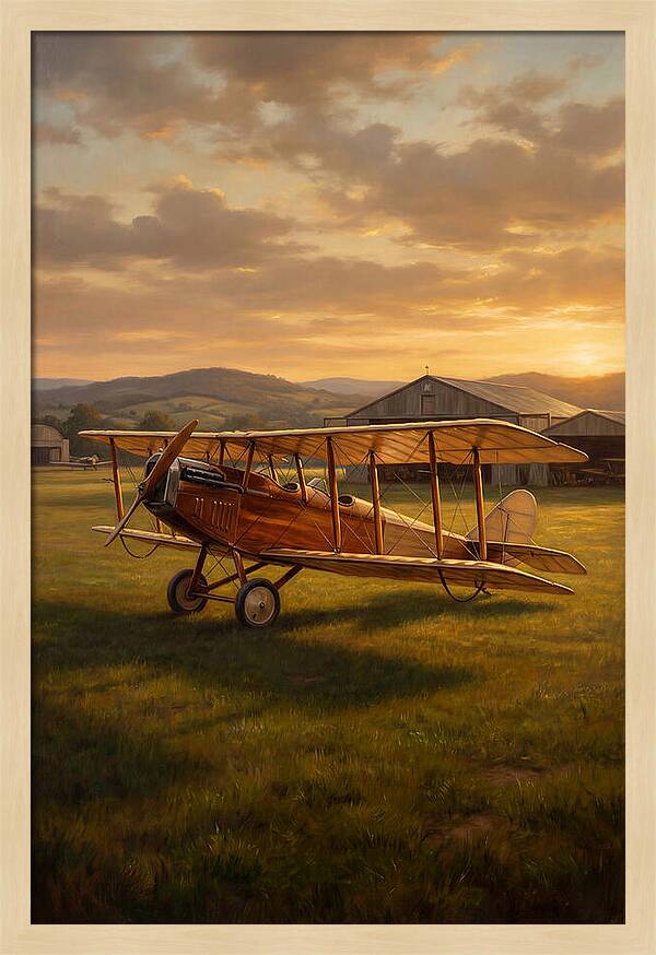 Vintage Airplane At Sunset