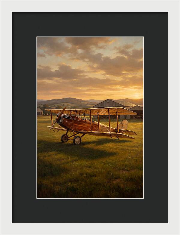 Vintage Airplane At Sunset
