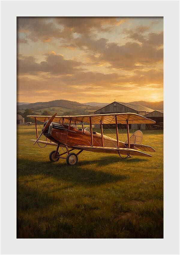 Vintage Airplane At Sunset