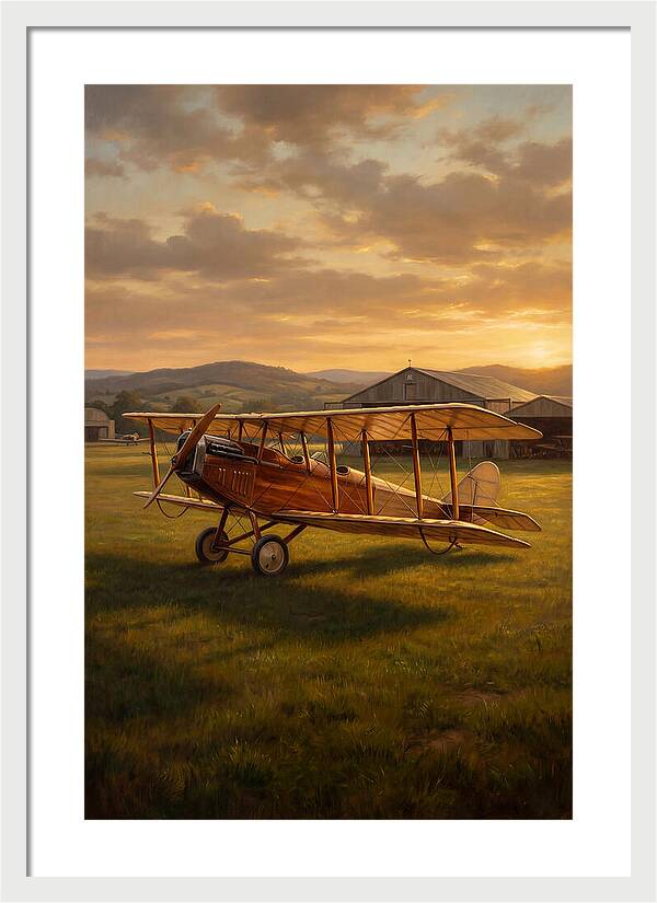 Vintage Airplane At Sunset