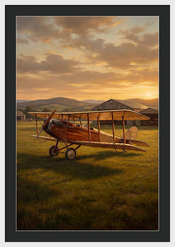 Vintage Airplane At Sunset