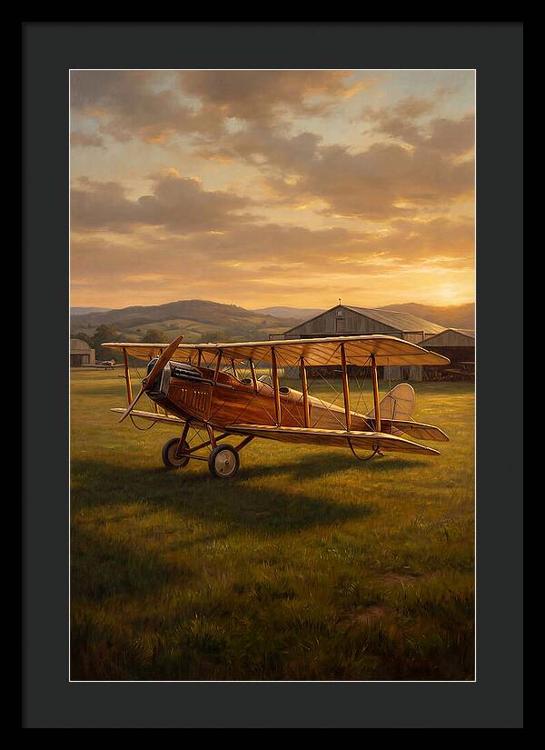 Vintage Airplane At Sunset